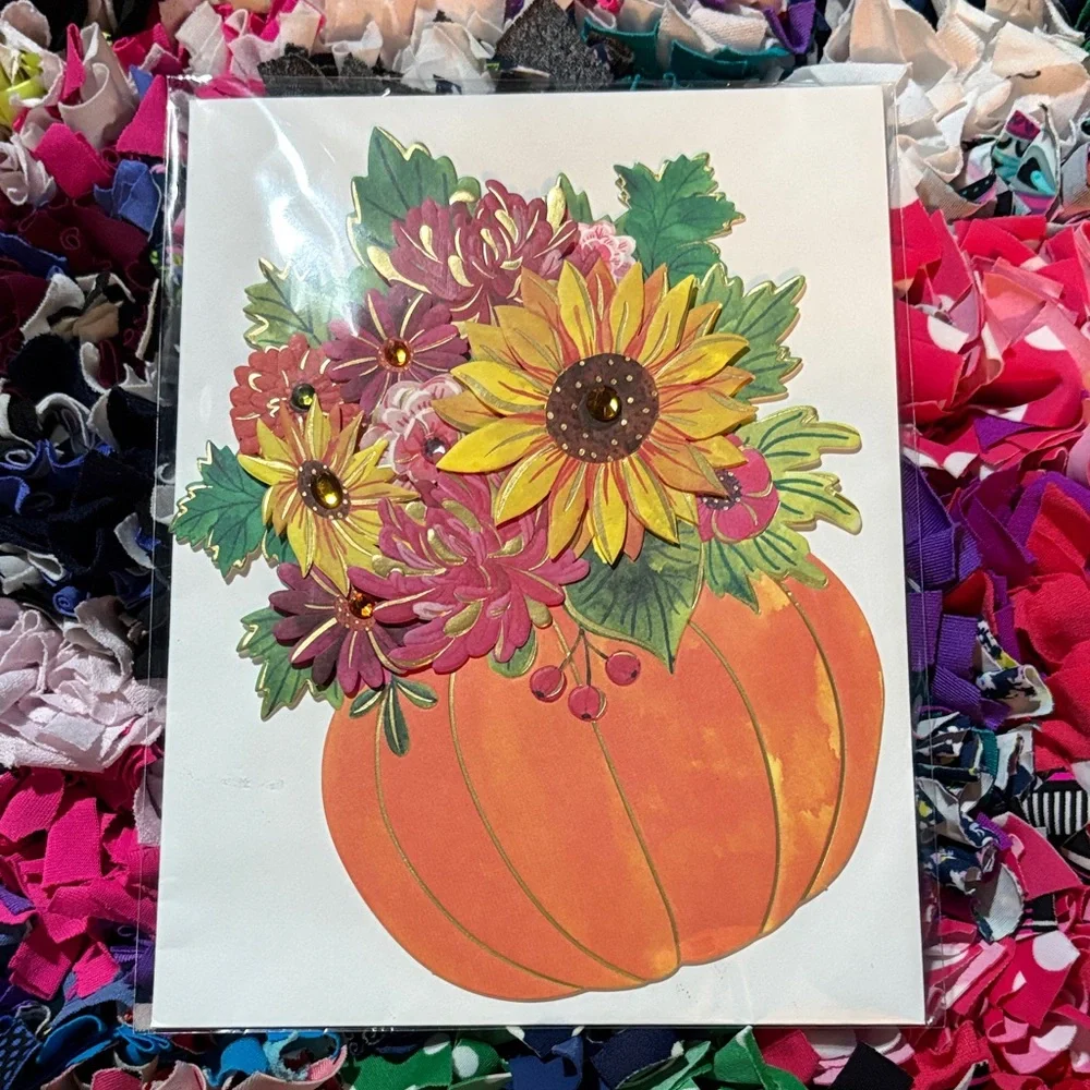 🆕American Greetings-Papyrus 3D Floral Thanksgiving Card